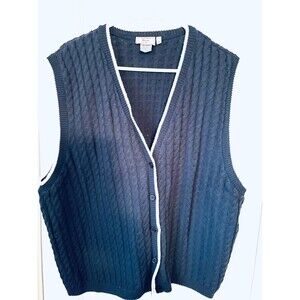 KIKOMO Navy Sweater vest Womens size 2XL vintage made in USA